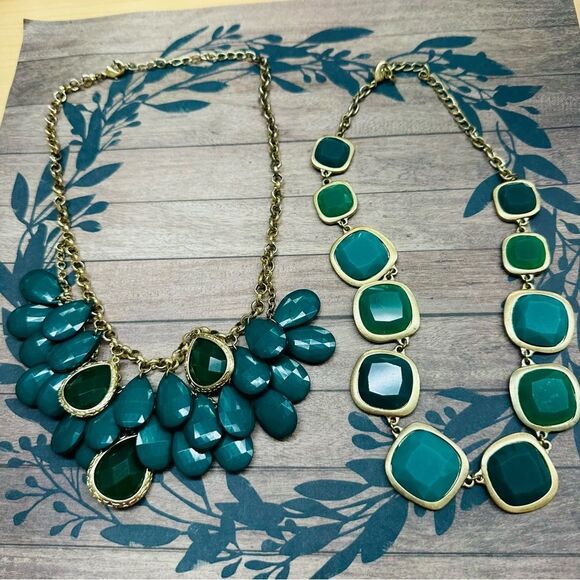 Green Beaded Necklace Bundle Set Of 2 B3 - Picture 1 of 3